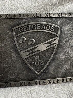 80’s XL Plus Retreads International Motorcycle Club belt buckle